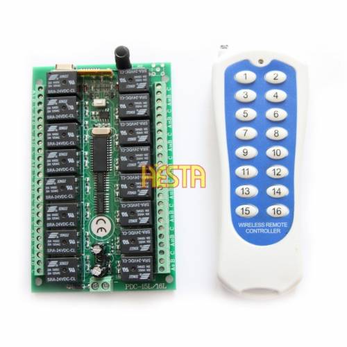 16CH Channel RF Remote Control Switch DC24V System Relay Wireless Receiver Transmitter